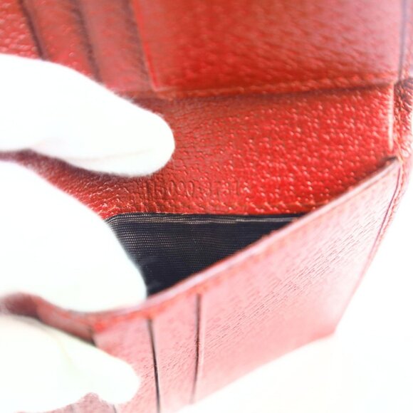 Gucci GG mono Flap Canvas/Leather Red Women Wallet Vintage - Picture 15 of 16